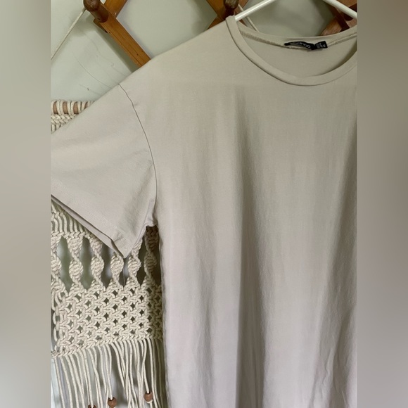 Boohoo T-shirt dress cream tan boho trendy summer beach wear vacation - Picture 6 of 6